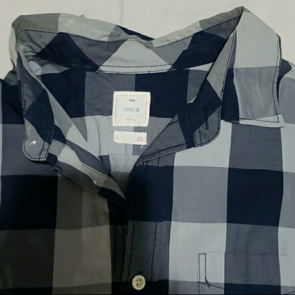 Gap Men's Large Long Sleeve Blue Buffalo Check Shirt - Picture 5 of 5